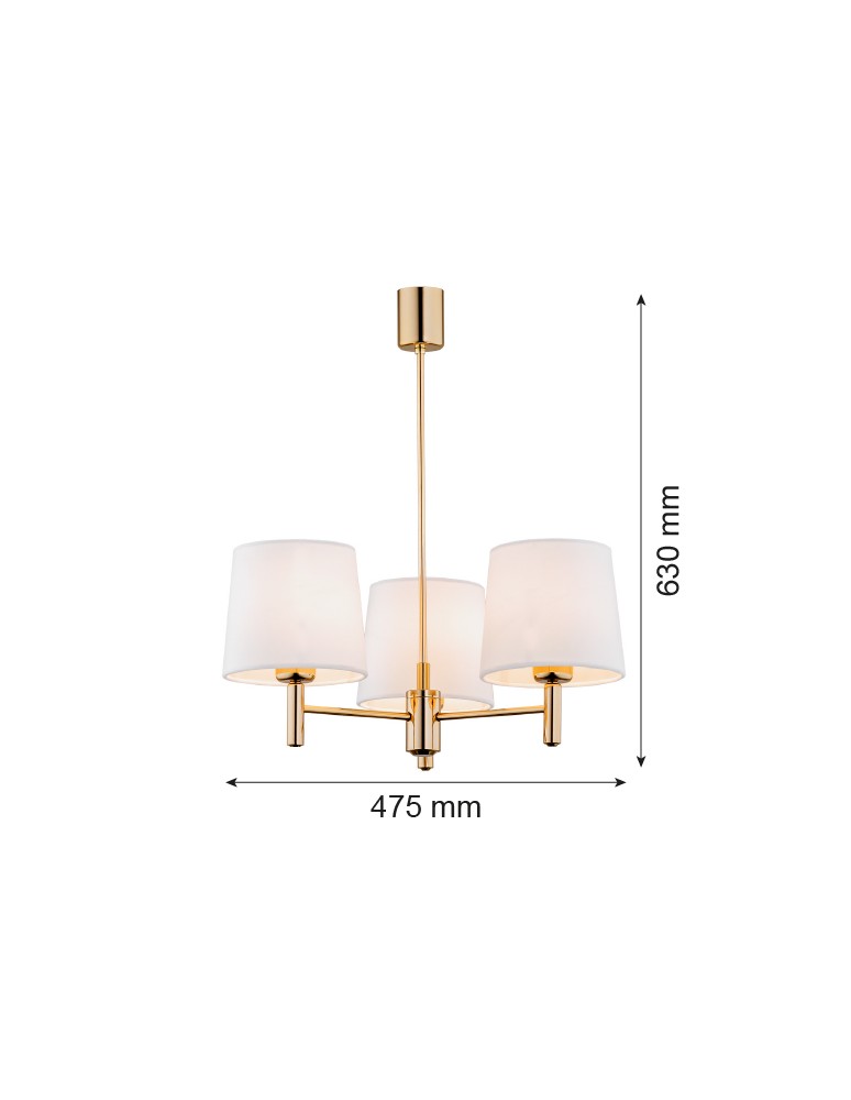 3-point chandelier - Argon PONTE PLUS 3 fl. chandelier 3x15W (max) cream dark brass 6110 - product kolory-swiatla.pl 8
