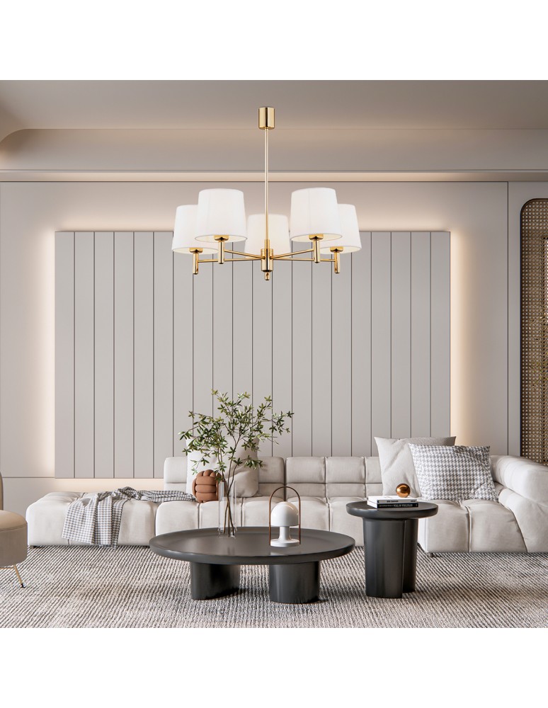 5-point chandeliers - Argon PONTE PLUS chandelier 5 fl. 5x15W (max) cream dark brass 2106 - product kolory-swiatla.pl 2