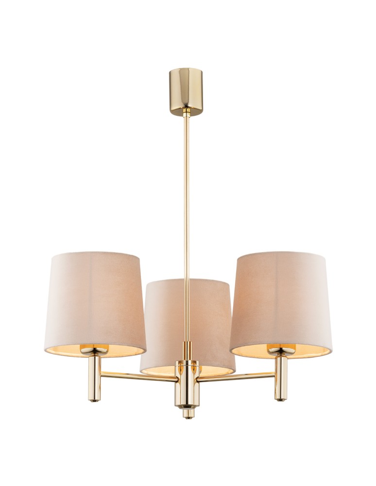 Chandelier with lampshade - Argon PONTE PLUS 3 fl. chandelier 3x15W (max) beige dark brass 6109 - product kolory-swiatla.pl 1