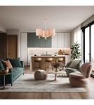 Chandelier with lampshade - Argon PONTE PLUS 3 fl. chandelier 3x15W (max) beige dark brass 6109 - product 2