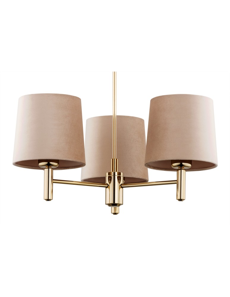 Chandelier with lampshade - Argon PONTE PLUS 3 fl. chandelier 3x15W (max) beige dark brass 6109 - product kolory-swiatla.pl 3