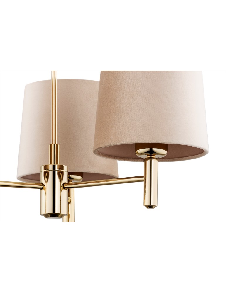 Chandelier with lampshade - Argon PONTE PLUS 3 fl. chandelier 3x15W (max) beige dark brass 6109 - product kolory-swiatla.pl 4