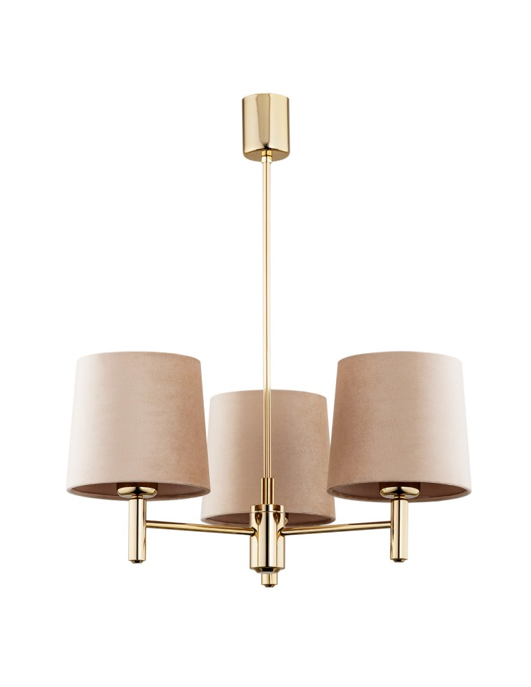 Chandelier with lampshade - Argon PONTE PLUS 3 fl. chandelier 3x15W (max) beige dark brass 6109 - product kolory-swiatla.pl 5