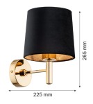 Classic wall lamps - Argon PONTE PLUS wall lamp 1 pł. 1x15W (max) black dark brass 4729 - product 6