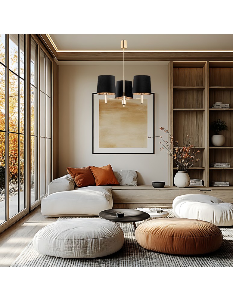 Classic chandeliers - Argon PONTE PLUS 3 fl. chandelier 3x15W (max) black dark brass 6111 - product kolory-swiatla.pl 2