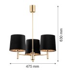 Classic chandeliers - Argon PONTE PLUS 3 fl. chandelier 3x15W (max) black dark brass 6111 - product 7