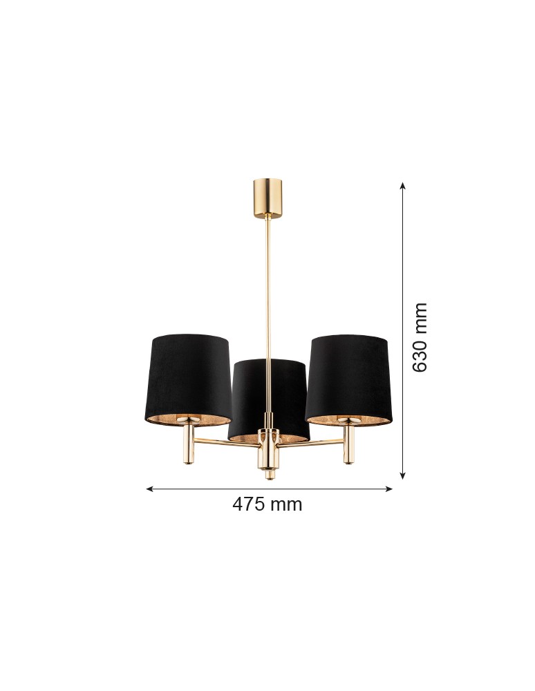 Classic chandeliers - Argon PONTE PLUS 3 fl. chandelier 3x15W (max) black dark brass 6111 - product kolory-swiatla.pl 7