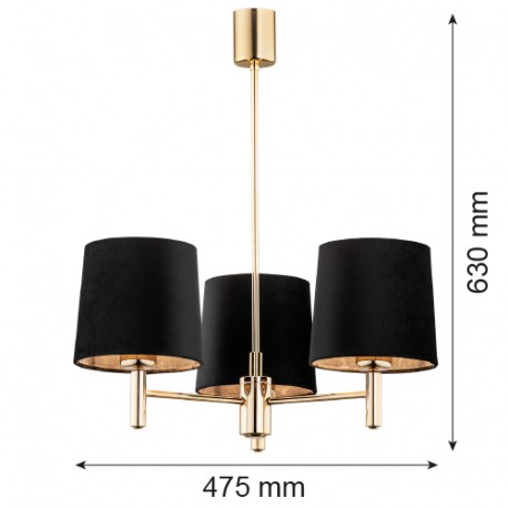 Argon PONTE PLUS żyrandol 3 pł. 3x15W (max) czarny ciemny mosiądz 6111
