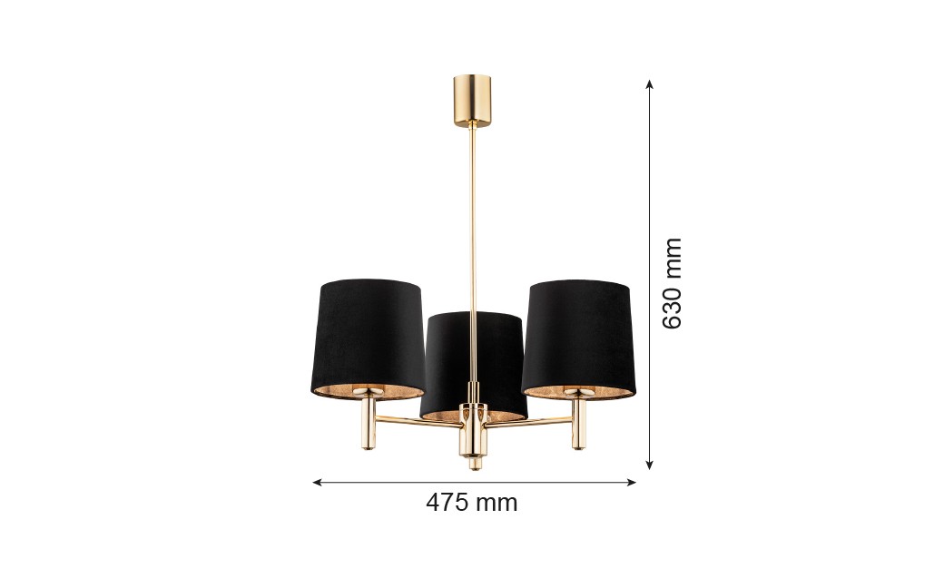 Argon PONTE PLUS żyrandol 3 pł. 3x15W (max) czarny ciemny mosiądz 6111