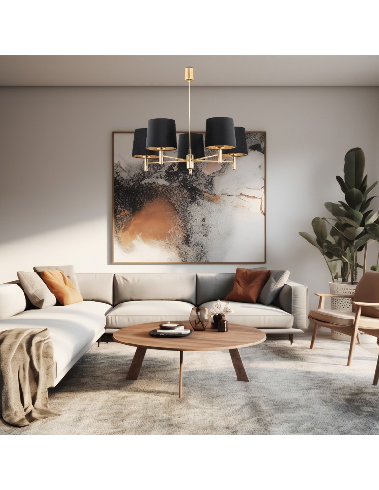 Classic chandeliers - Argon PONTE PLUS 5 fl. chandelier 5x15W (max) black dark brass 2107 - product kolory-swiatla.pl 2