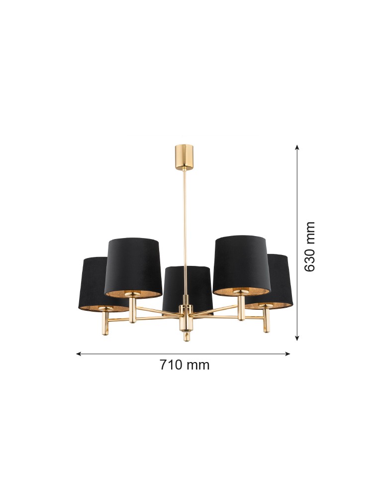 Classic chandeliers - Argon PONTE PLUS 5 fl. chandelier 5x15W (max) black dark brass 2107 - product kolory-swiatla.pl 7