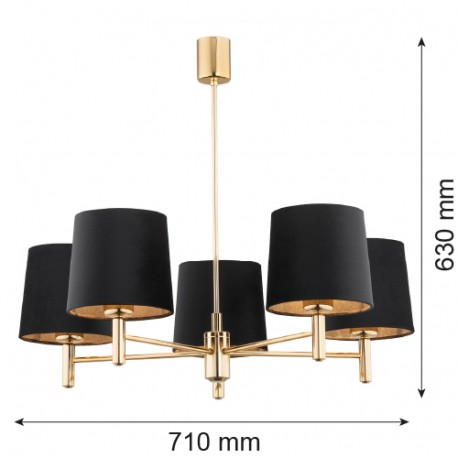Argon PONTE PLUS żyrandol 5 pł. 5x15W (max) czarny ciemny mosiądz 2107