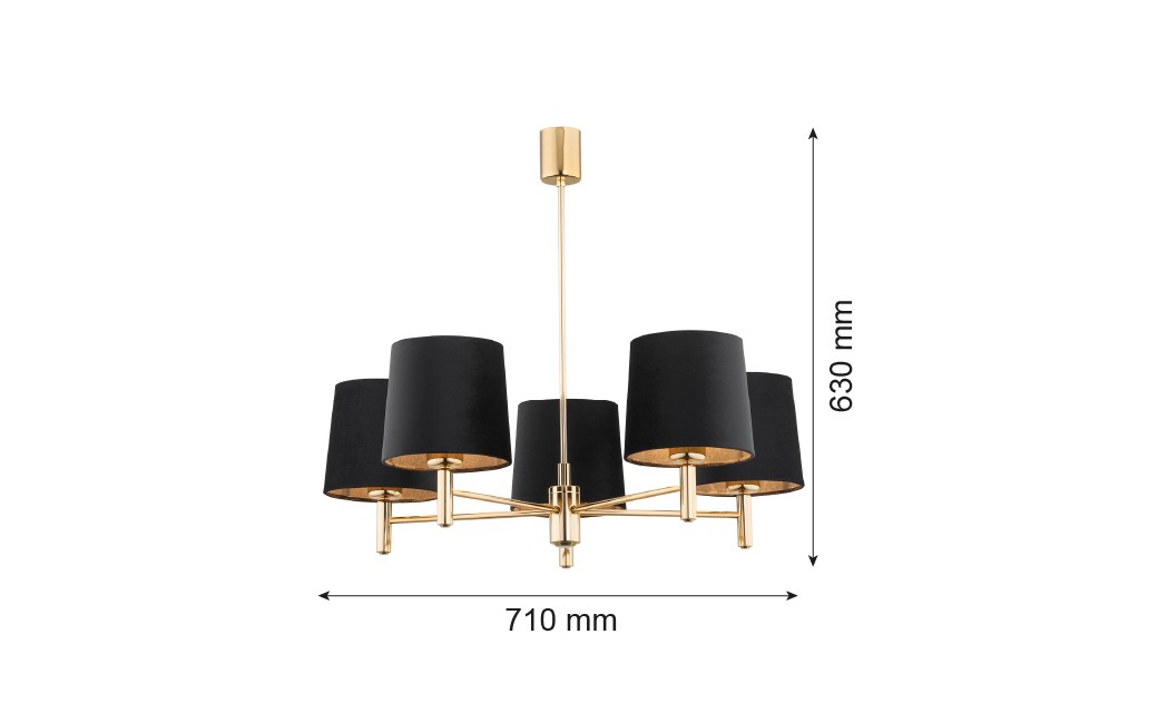 Argon PONTE PLUS żyrandol 5 pł. 5x15W (max) czarny ciemny mosiądz 2107