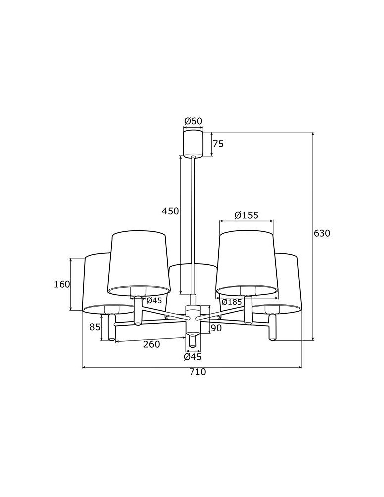 Classic chandeliers - Argon PONTE PLUS 5 fl. chandelier 5x15W (max) black dark brass 2107 - product kolory-swiatla.pl 8