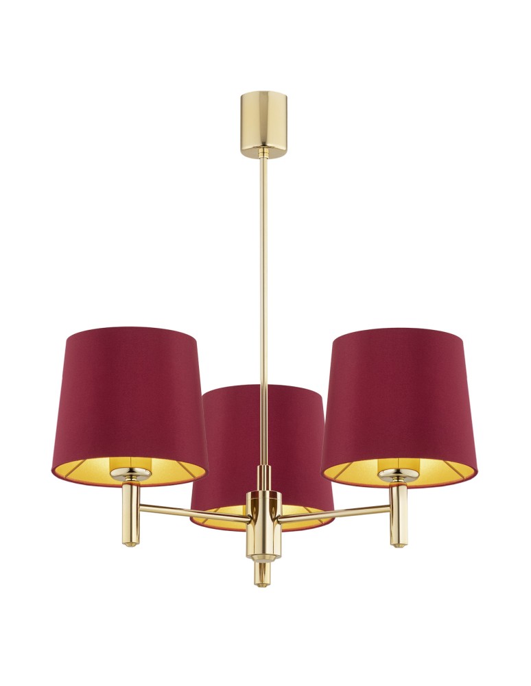 3-point chandelier - Argon PONTE PLUS 3 fl. chandelier 3x15W (max) red dark brass 6266 - product kolory-swiatla.pl 1