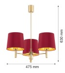 3-point chandelier - Argon PONTE PLUS 3 fl. chandelier 3x15W (max) red dark brass 6266 - product 5