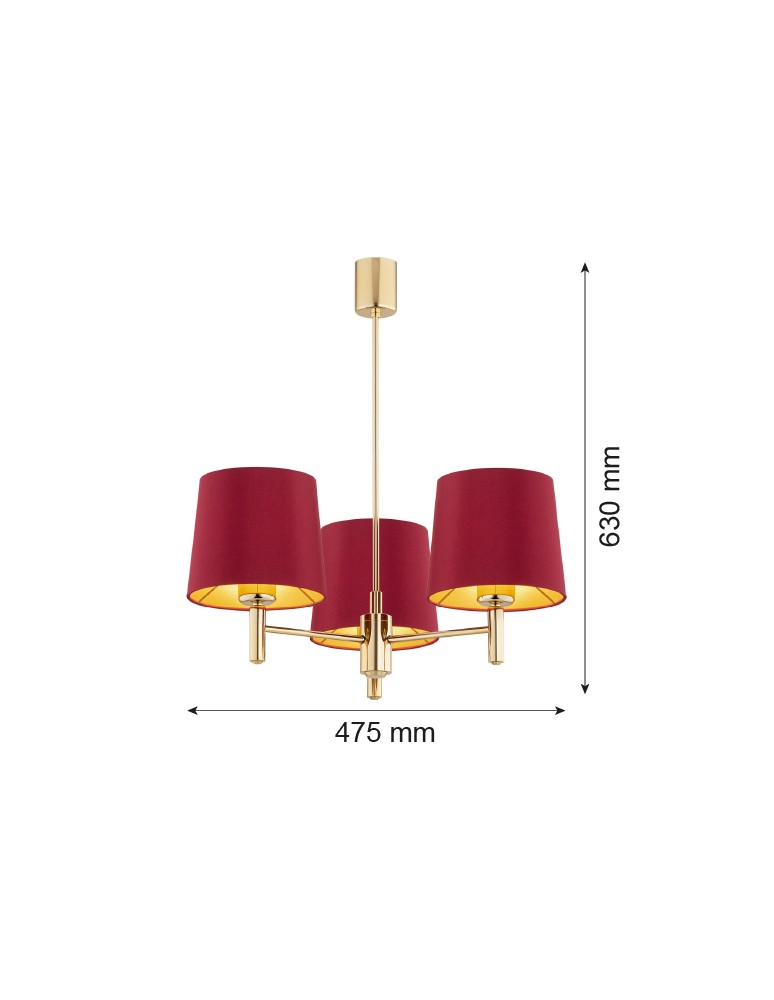 3-point chandelier - Argon PONTE PLUS 3 fl. chandelier 3x15W (max) red dark brass 6266 - product kolory-swiatla.pl 5
