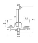 3-point chandelier - Argon PONTE PLUS 3 fl. chandelier 3x15W (max) red dark brass 6266 - product 6