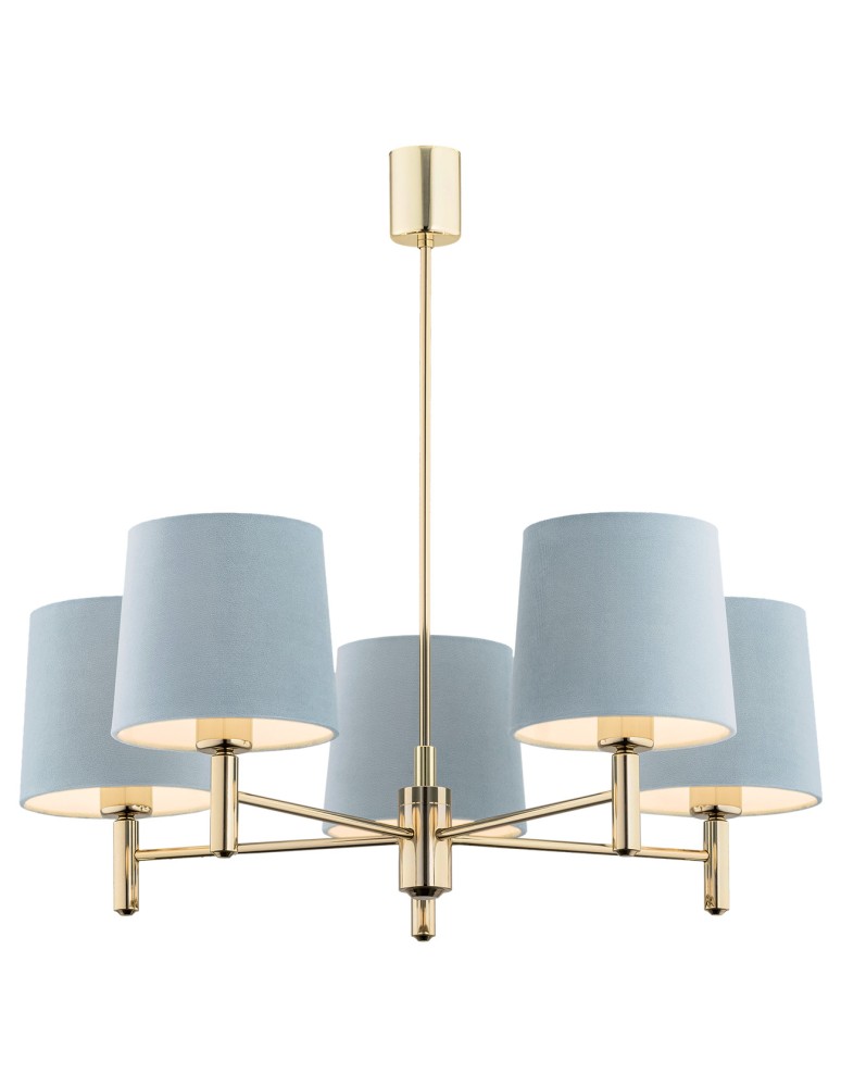 Classic chandeliers - Argon PONTE 5 fl. pendant lamp 5x15W (max) blue dark brass 2085 - product kolory-swiatla.pl 1