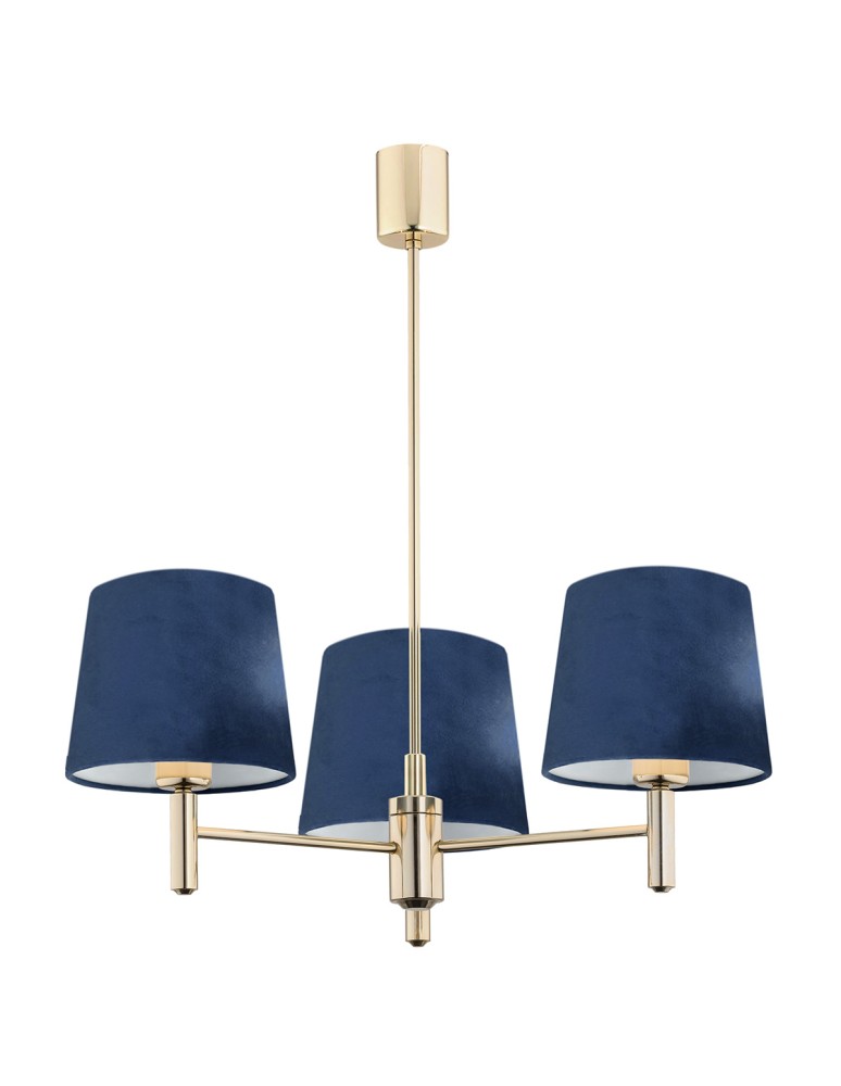Classic chandeliers - Argon PONTE 3 fl. pendant lamp 3x15W (max) navy blue dark brass 1485 - product kolory-swiatla.pl 1