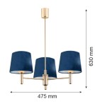 Classic chandeliers - Argon PONTE 3 fl. pendant lamp 3x15W (max) navy blue dark brass 1485 - product 3