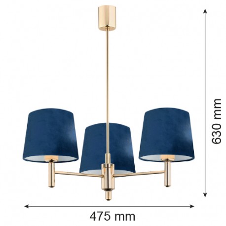 Argon PONTE lampa wisząca 3 pł. 3x15W (max) granat ciemny mosiądz 1485
