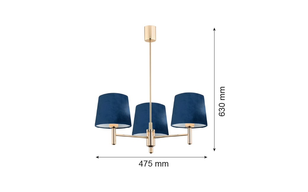 Argon PONTE lampa wisząca 3 pł. 3x15W (max) granat ciemny mosiądz 1485