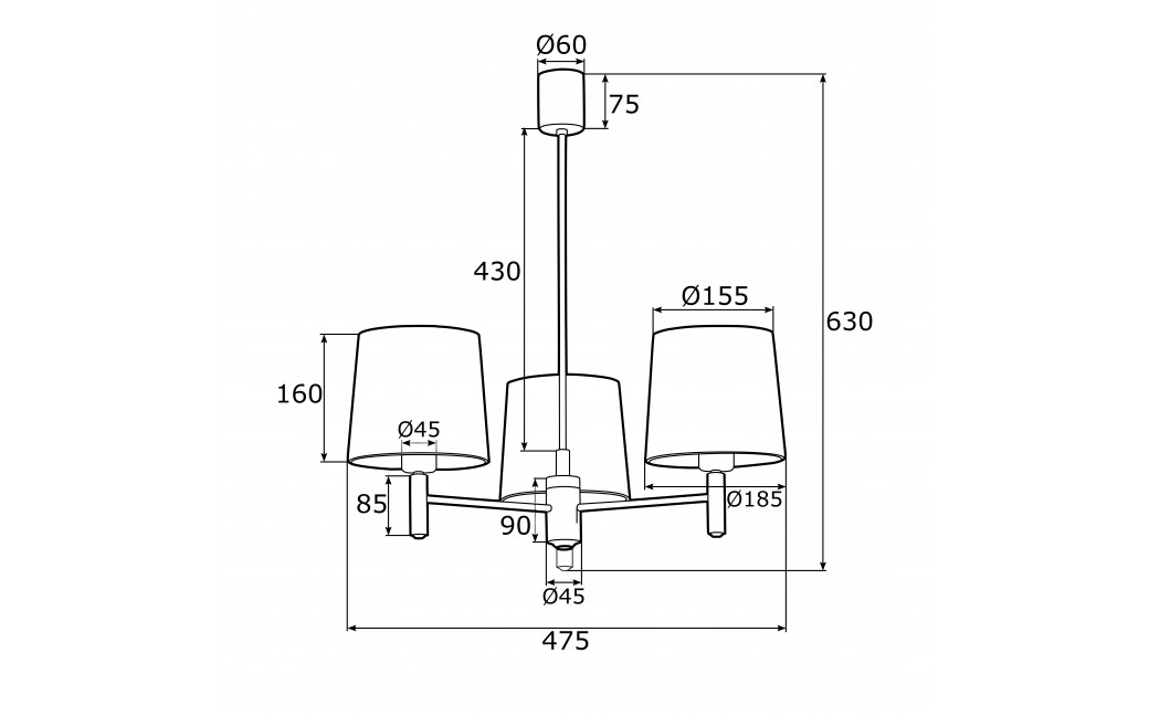 Argon PONTE lampa wisząca 3 pł. 3x15W (max) granat ciemny mosiądz 1485