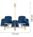 Classic chandeliers - Argon PONTE pendant lamp 5 pł. 5x15W (max) dark brass 2086 - product 3