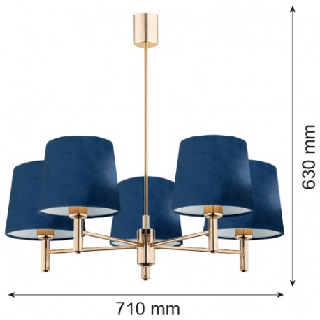 Argon PONTE lampa wisząca 5 pł. 5x15W (max) granat ciemny mosiądz 2086