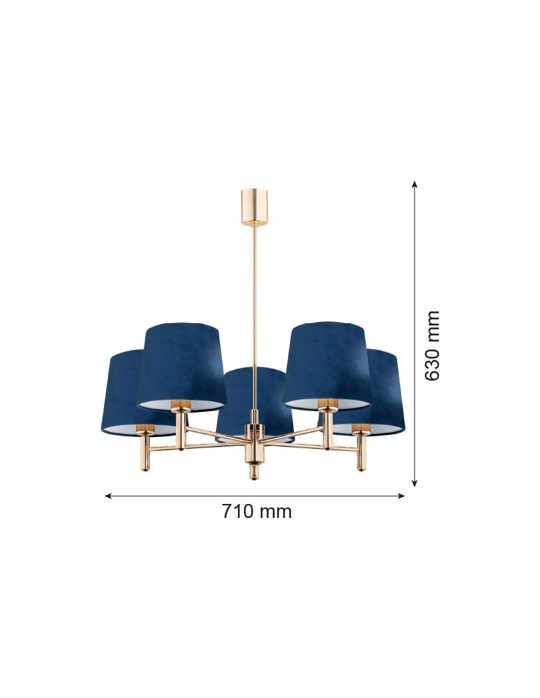Classic chandeliers - Argon PONTE pendant lamp 5 pł. 5x15W (max) dark brass 2086 - product kolory-swiatla.pl 3