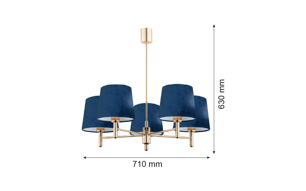 Argon PONTE lampa wisząca 5 pł. 5x15W (max) granat ciemny mosiądz 2086