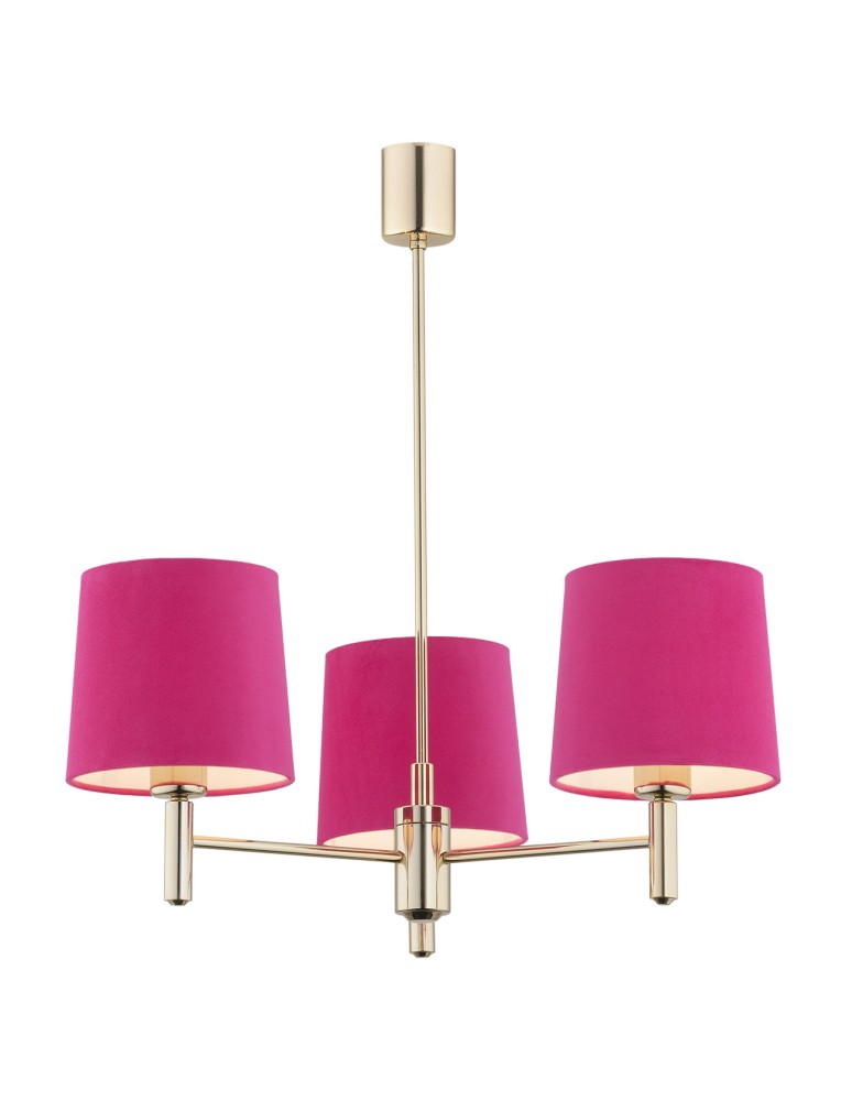 Pink chandeliers - Argon PONTE 3 fl. pendant lamp 3x15W (max) pink dark brass 1498 - product kolory-swiatla.pl 1