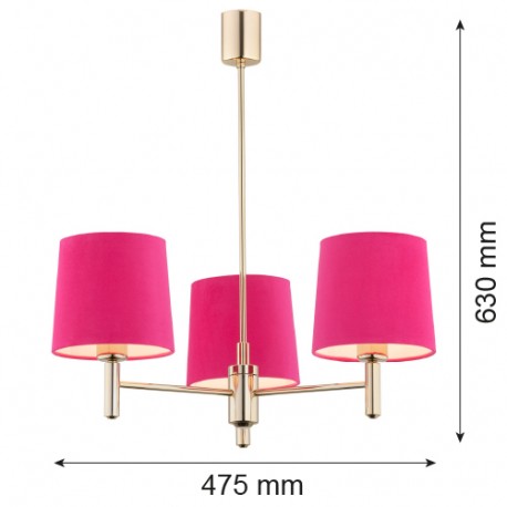 Argon PONTE lampa wisząca 3 pł. 3x15W (max) różowy ciemny mosiądz 1498