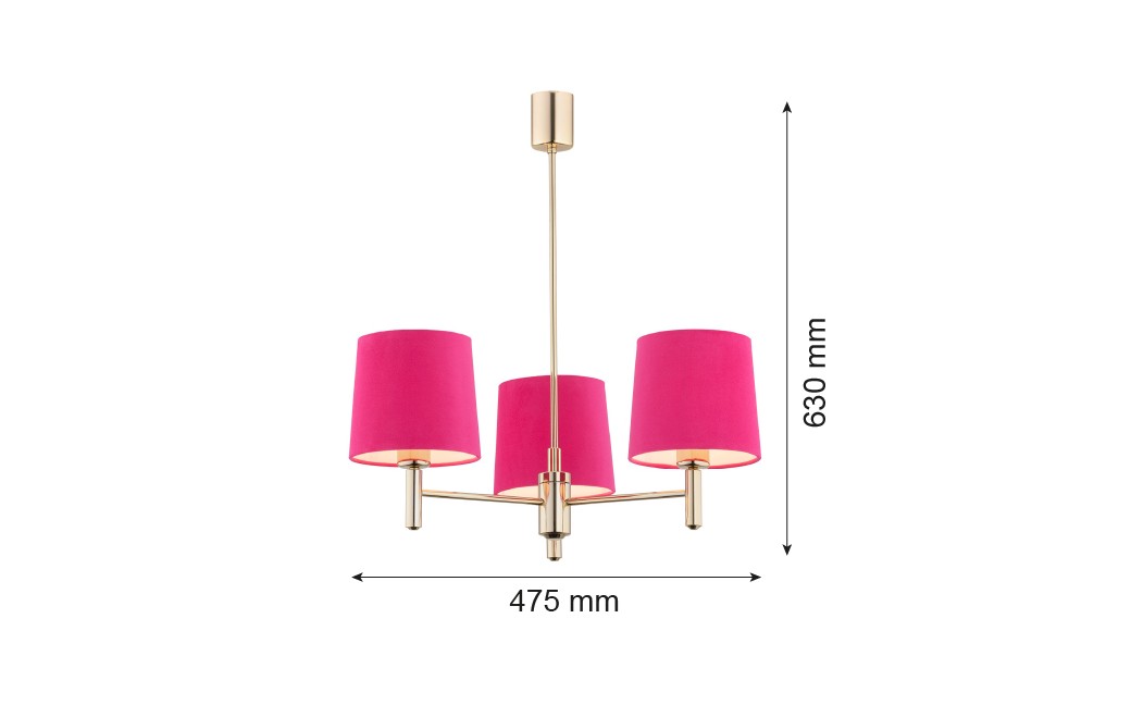 Argon PONTE lampa wisząca 3 pł. 3x15W (max) różowy ciemny mosiądz 1498