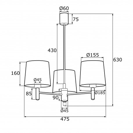 Argon PONTE lampa wisząca 3 pł. 3x15W (max) różowy ciemny mosiądz 1498