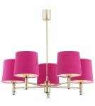 Pink chandeliers - Argon PONTE 5 fl. pendant lamp 5x15W (max) pink dark brass 2089 - product 1