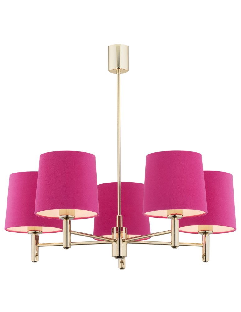 Pink chandeliers - Argon PONTE 5 fl. pendant lamp 5x15W (max) pink dark brass 2089 - product kolory-swiatla.pl 1