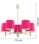 Pink chandeliers - Argon PONTE 5 fl. pendant lamp 5x15W (max) pink dark brass 2089 - product 3