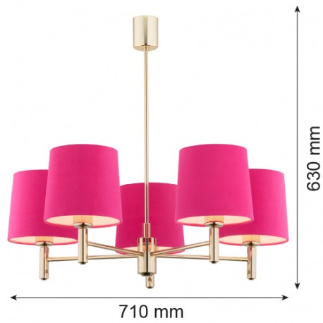 Argon PONTE lampa wisząca 5 pł. 5x15W (max) różowy ciemny mosiądz 2089