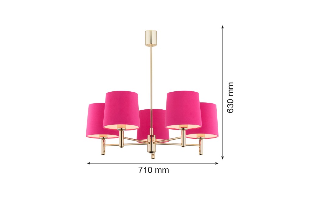 Argon PONTE lampa wisząca 5 pł. 5x15W (max) różowy ciemny mosiądz 2089