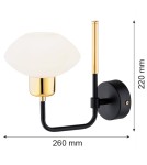 Argon RAVELLO kinkiet 1 pł. 1x7W (max) opal mat czarny struktura 8032