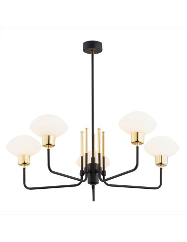 Argon RAVELLO żyrandol 5 pł. 5x7W (max) opal mat czarny struktura 2128