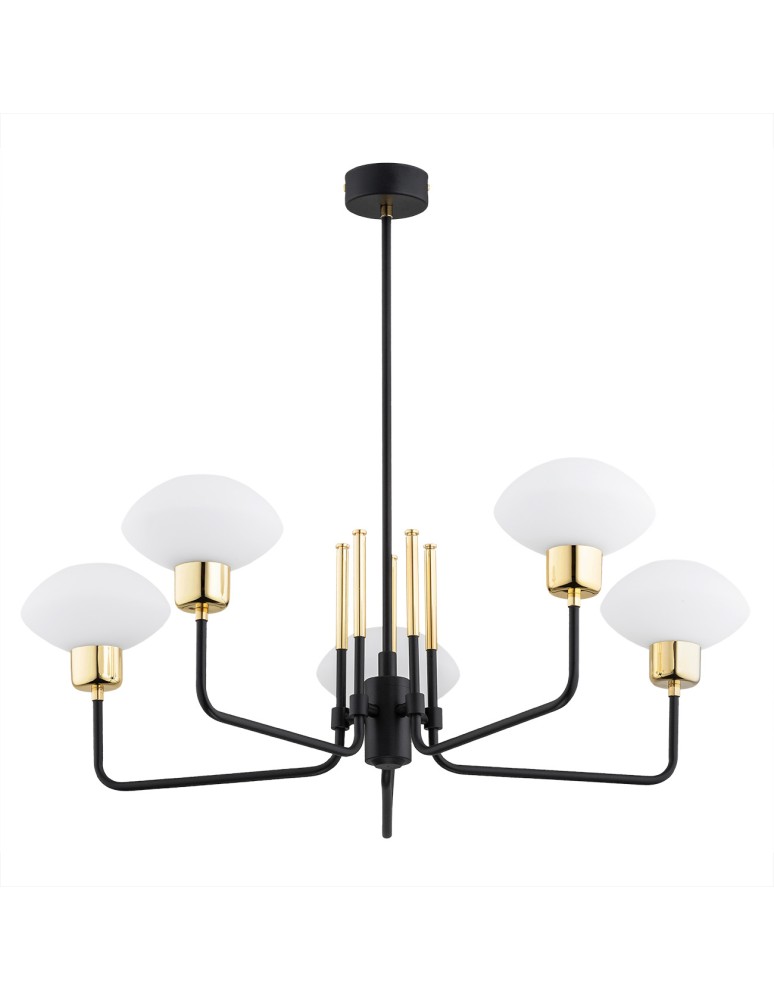 Argon RAVELLO żyrandol 5 pł. 5x7W (max) opal mat czarny struktura 2128