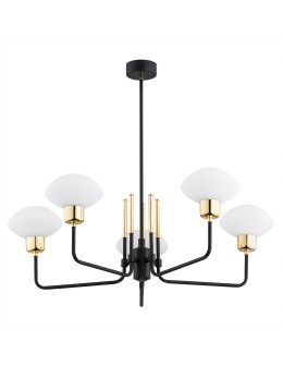 Argon RAVELLO żyrandol 5 pł. 5x7W (max) opal mat czarny struktura 2128 - produkt 2