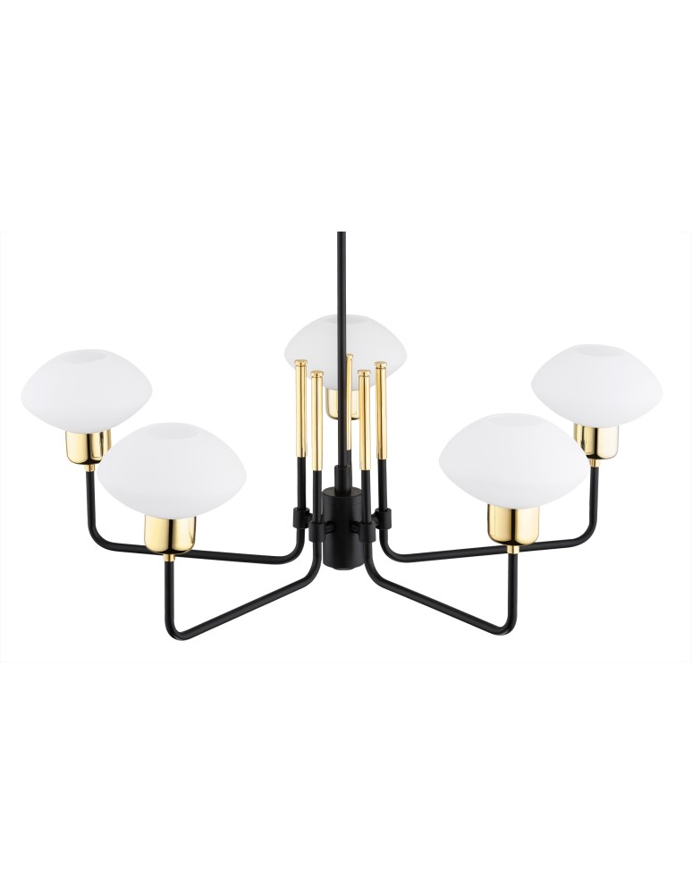 Argon RAVELLO żyrandol 5 pł. 5x7W (max) opal mat czarny struktura 2128