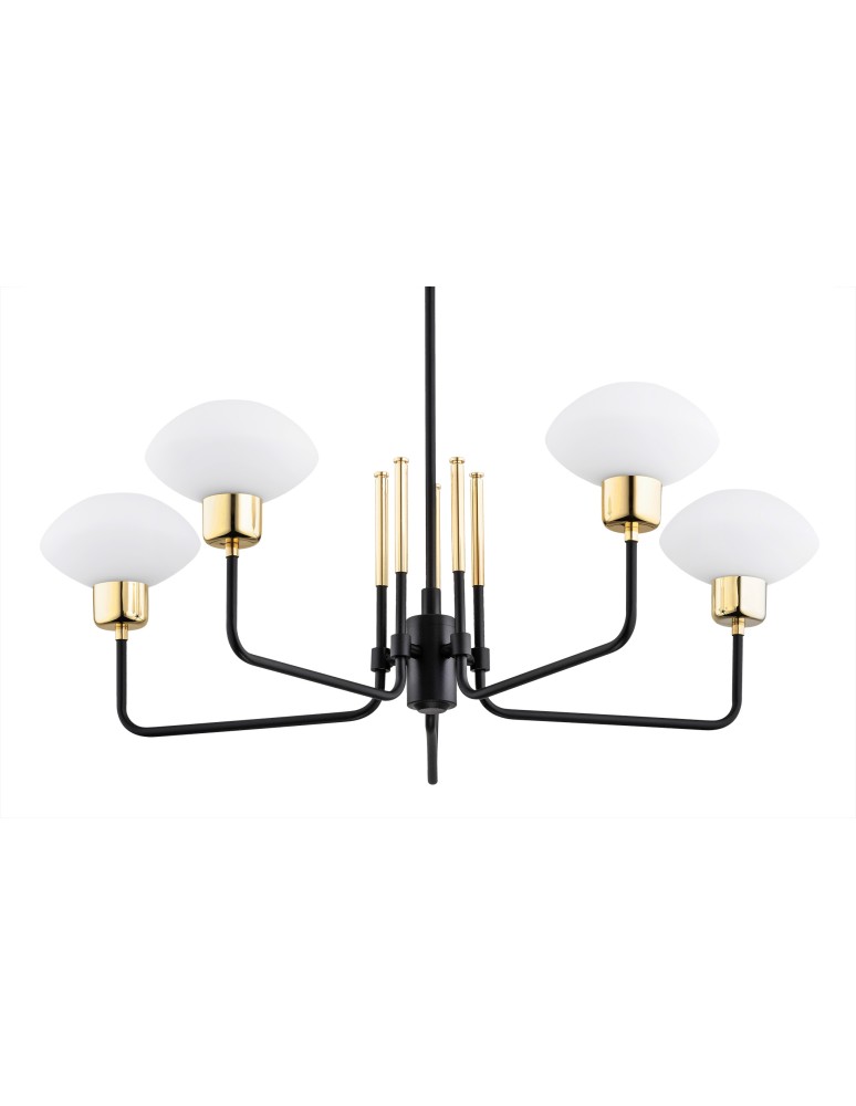 Argon RAVELLO żyrandol 5 pł. 5x7W (max) opal mat czarny struktura 2128