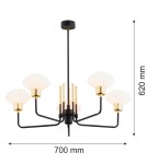 Argon RAVELLO żyrandol 5 pł. 5x7W (max) opal mat czarny struktura 2128