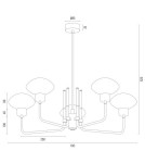 Argon RAVELLO żyrandol 5 pł. 5x7W (max) opal mat czarny struktura 2128