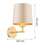 Wall lamps with lampshade - Argon PRINCETON 8545 satin lampshade, brass - product 6